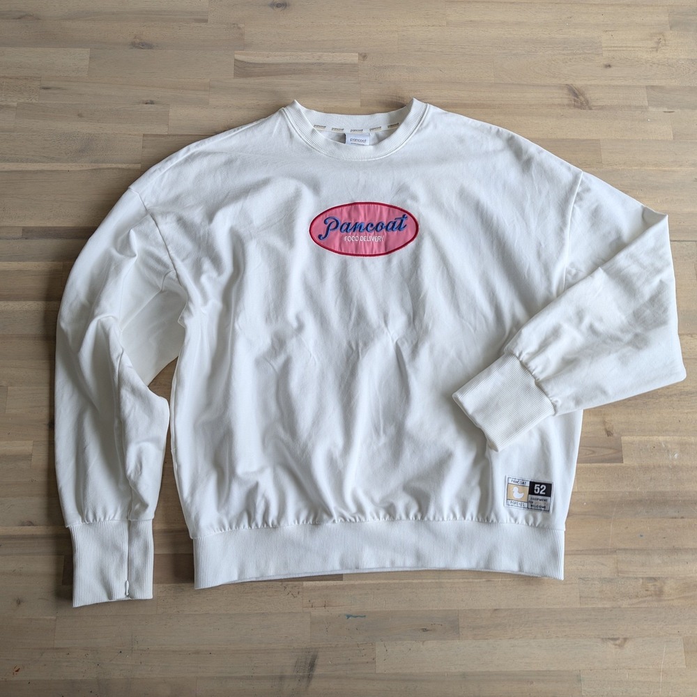 Pancoat Food Delivery Graphic Sweatshirt‎  Oversized Women's Medium Cream